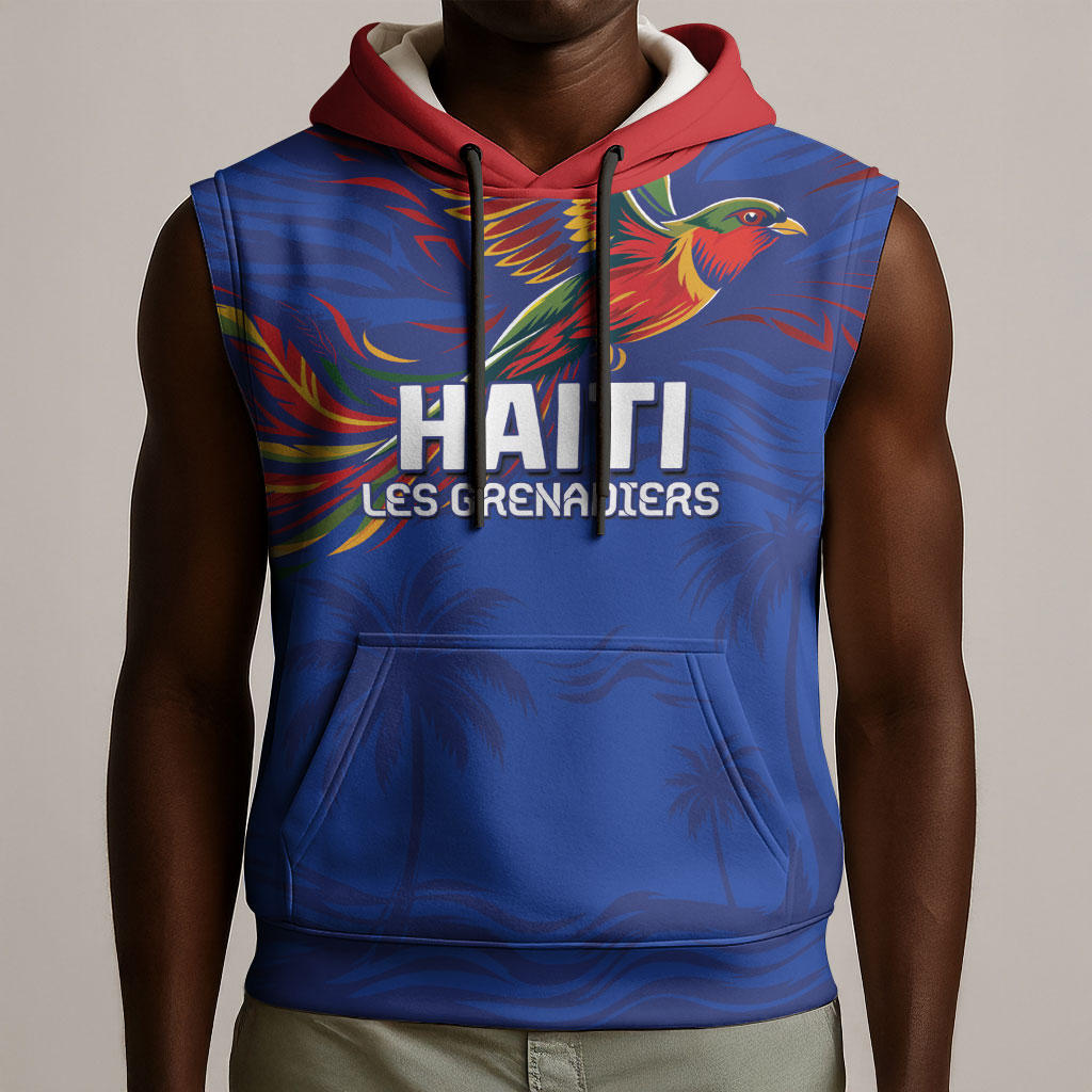 Haiti Heritage Football 2026 Custom Sleeveless Hoodie Hispaniolan Trogon Bird