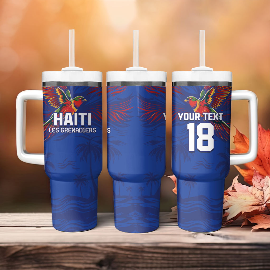 Haiti Heritage Football 2026 Custom Tumbler With Handle Hispaniolan Trogon Bird