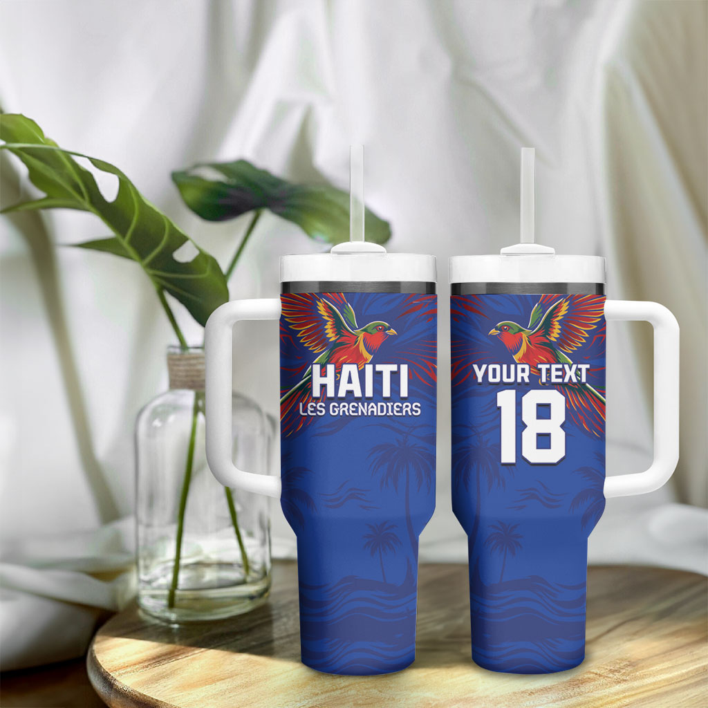 Haiti Heritage Football 2026 Custom Tumbler With Handle Hispaniolan Trogon Bird
