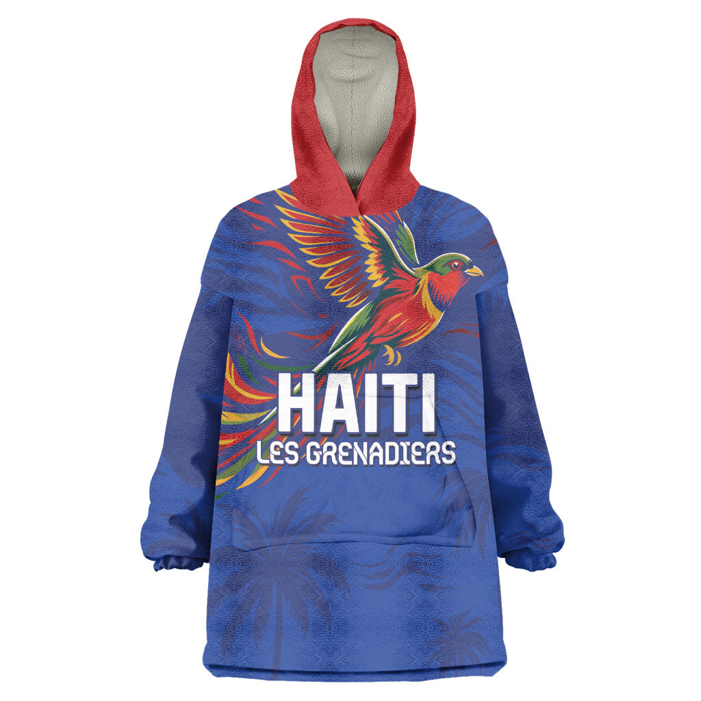 Haiti Heritage Football 2026 Custom Wearable Blanket Hoodie Hispaniolan Trogon Bird