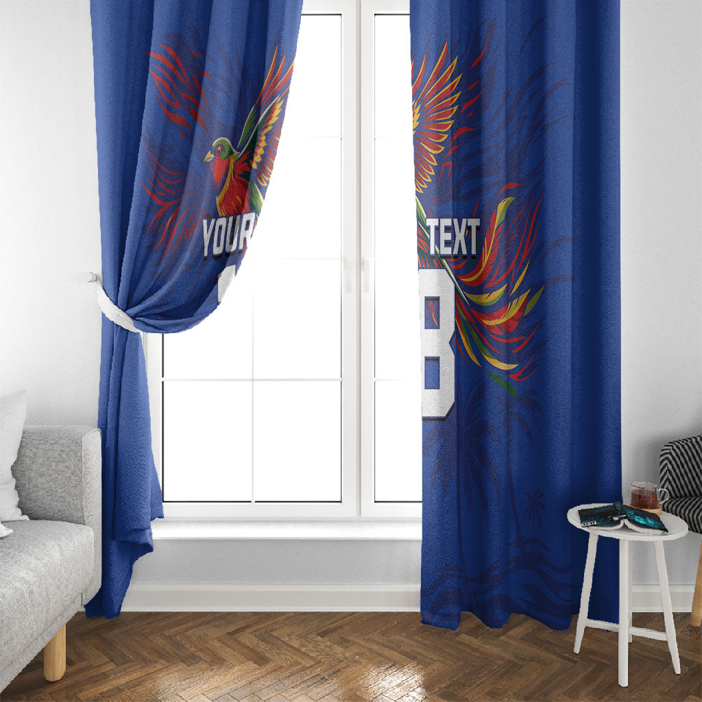 Haiti Heritage Football 2026 Custom Window Curtain Hispaniolan Trogon Bird