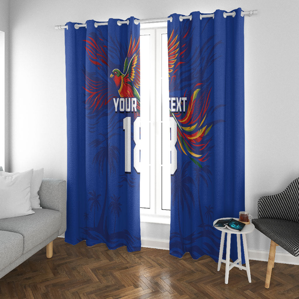 Haiti Heritage Football 2026 Custom Window Curtain Hispaniolan Trogon Bird