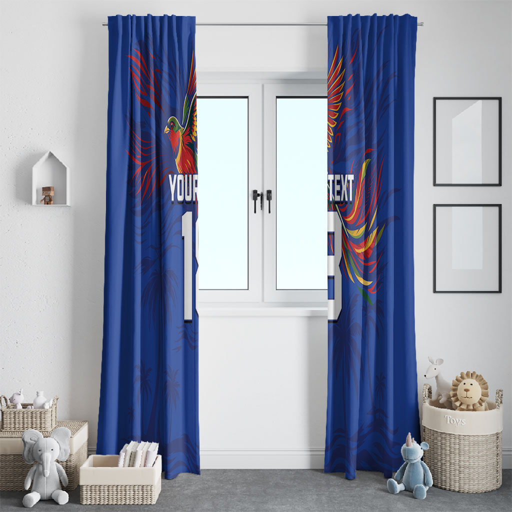 Haiti Heritage Football 2026 Custom Window Curtain Hispaniolan Trogon Bird