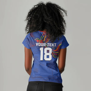 Haiti Heritage Football 2026 Custom Women V-Neck T-Shirt Hispaniolan Trogon Bird