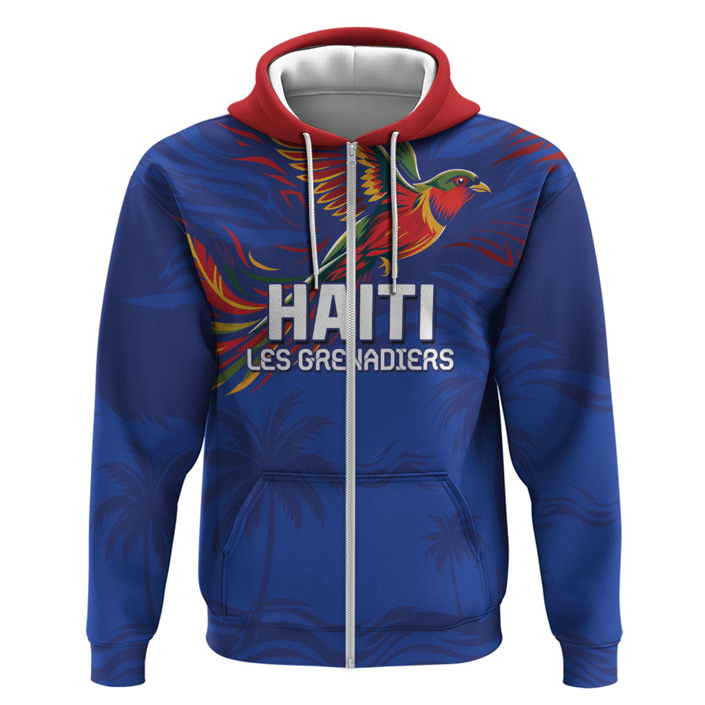 Haiti Heritage Football 2026 Custom Zip Hoodie Hispaniolan Trogon Bird