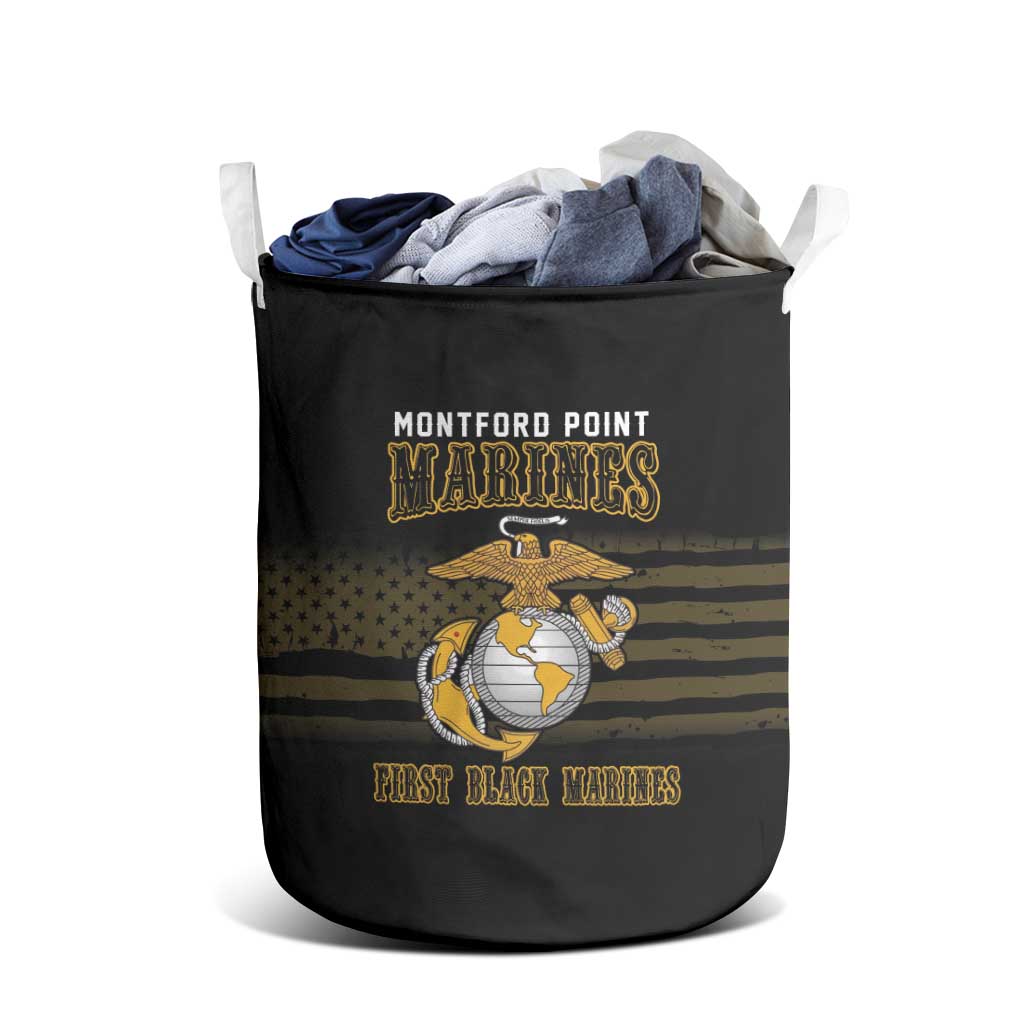 Honoring First Black Marines Laundry Basket The Montford Point Heroes - African Pride