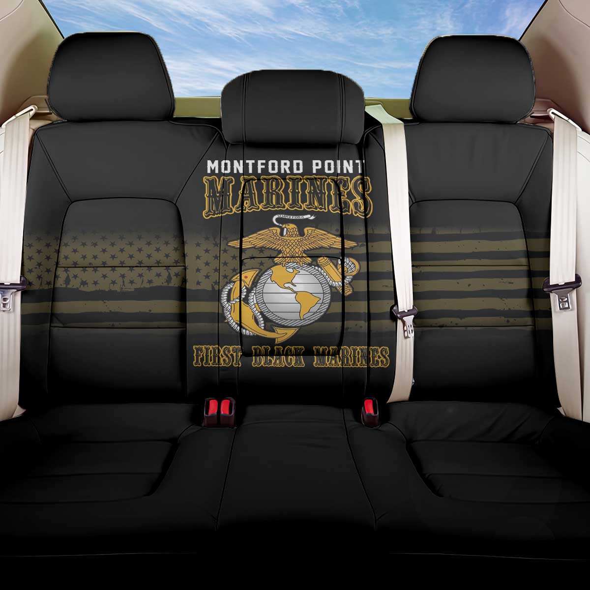 Honoring First Black Marines Back Car Seat Cover The Montford Point Heroes - African Pride