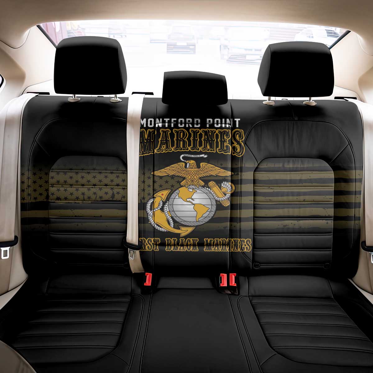 Honoring First Black Marines Back Car Seat Cover The Montford Point Heroes - African Pride