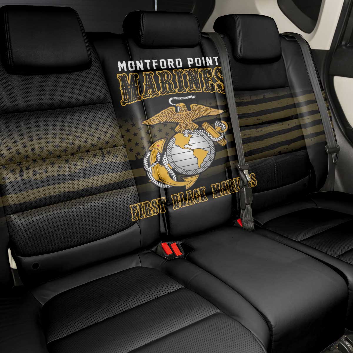 Honoring First Black Marines Back Car Seat Cover The Montford Point Heroes - African Pride