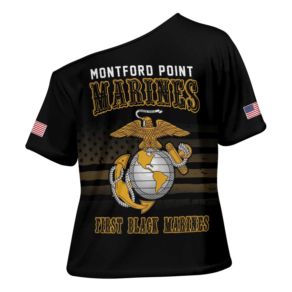 Honoring First Black Marines Cross Shoulder Shirt The Montford Point Heroes