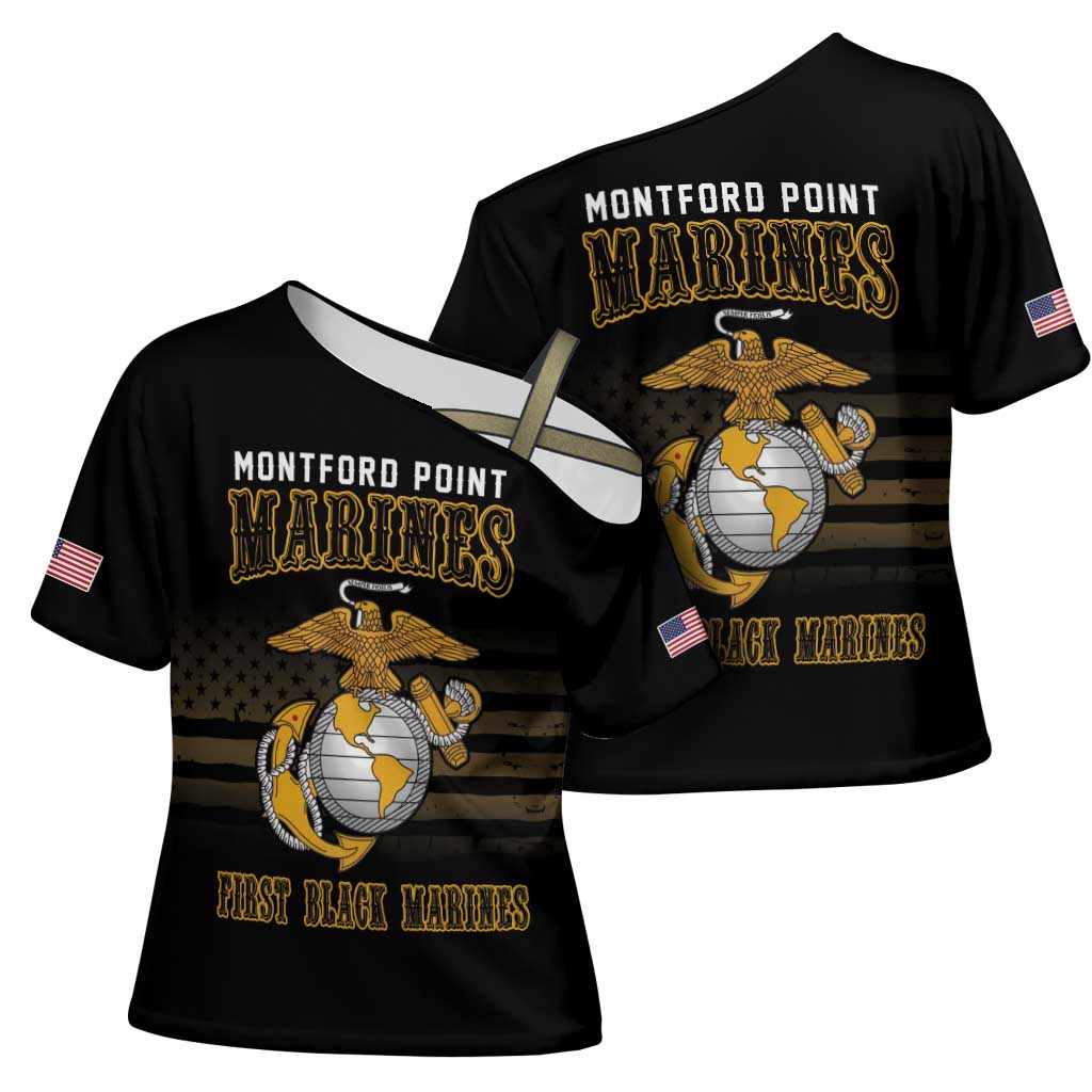 Honoring First Black Marines Cross Shoulder Shirt The Montford Point Heroes