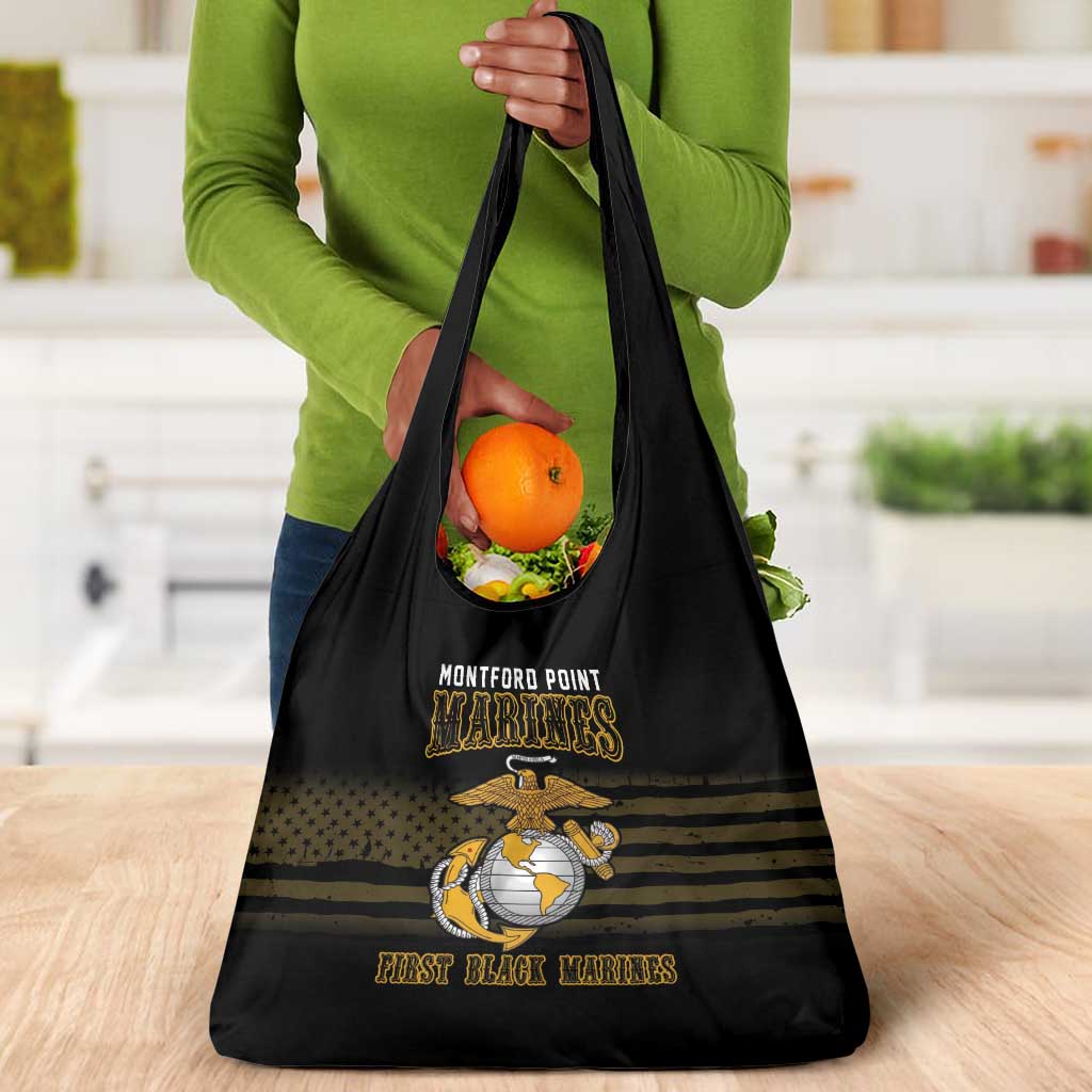 Honoring First Black Marines Grocery Bag The Montford Point Heroes - African Pride