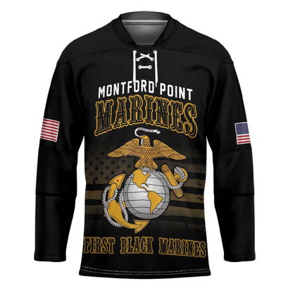 Honoring First Black Marines Hockey Jersey The Montford Point Heroes