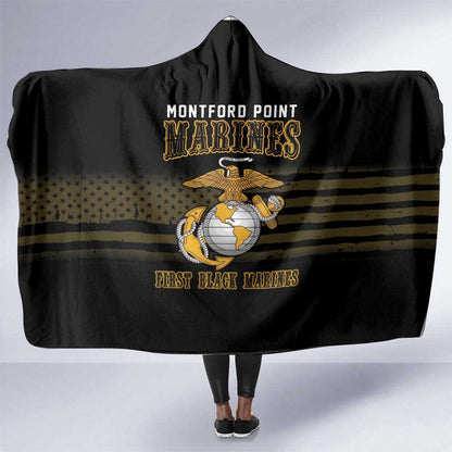 Honoring First Black Marines Hooded Blanket The Montford Point Heroes - African Pride