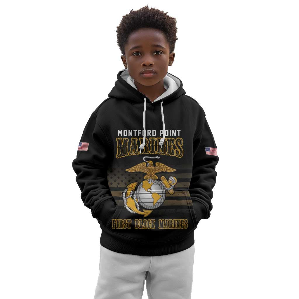 Honoring First Black Marines Kid Hoodie The Montford Point Heroes - African Pride
