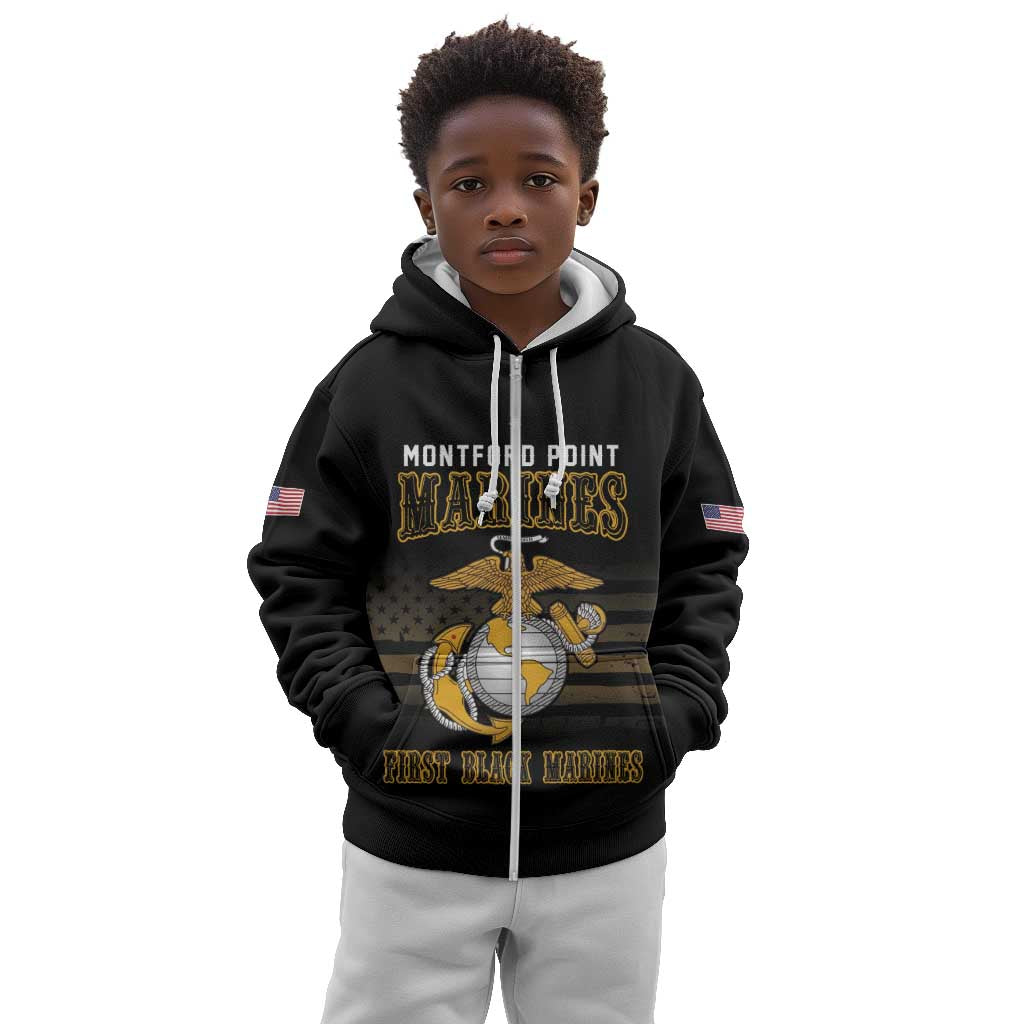 Honoring First Black Marines Kid Hoodie The Montford Point Heroes - African Pride