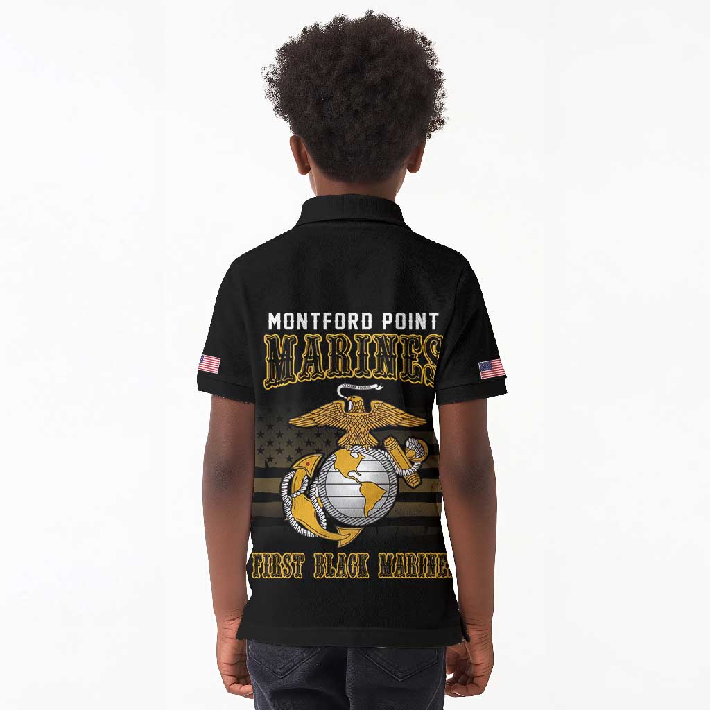Honoring First Black Marines Kid Polo Shirt The Montford Point Heroes - African Pride