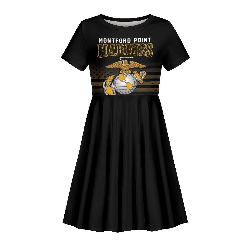 Honoring First Black Marines Kid Short Sleeve Dress The Montford Point Heroes - African Pride
