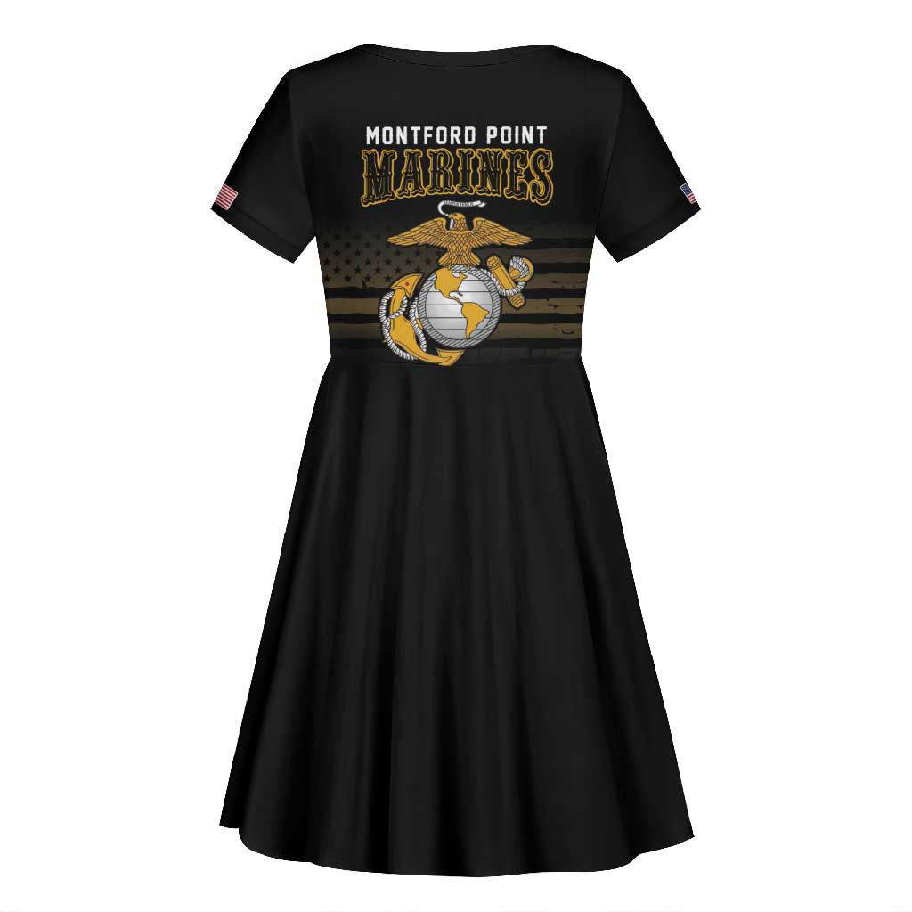 Honoring First Black Marines Kid Short Sleeve Dress The Montford Point Heroes - African Pride
