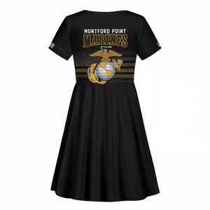 Honoring First Black Marines Kid Short Sleeve Dress The Montford Point Heroes - African Pride