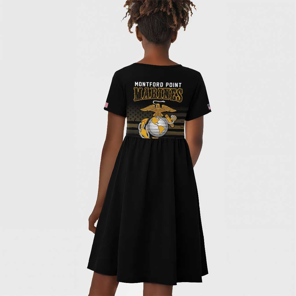 Honoring First Black Marines Kid Short Sleeve Dress The Montford Point Heroes - African Pride