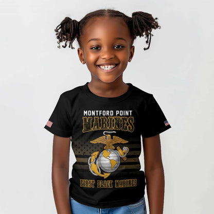 Honoring First Black Marines Kid T shirt The Montford Point Heroes - African Pride