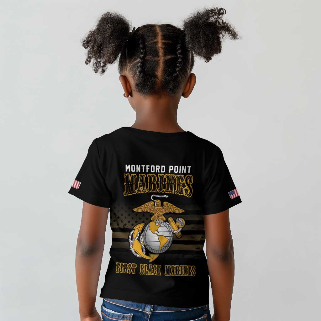 Honoring First Black Marines Kid T shirt The Montford Point Heroes - African Pride
