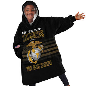 Honoring First Black Marines Kid Wearable Blanket Hoodie The Montford Point Heroes - African Pride