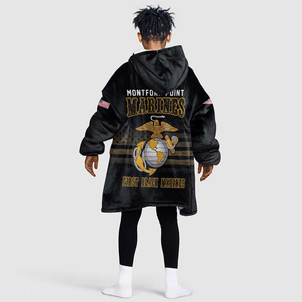 Honoring First Black Marines Kid Wearable Blanket Hoodie The Montford Point Heroes - African Pride