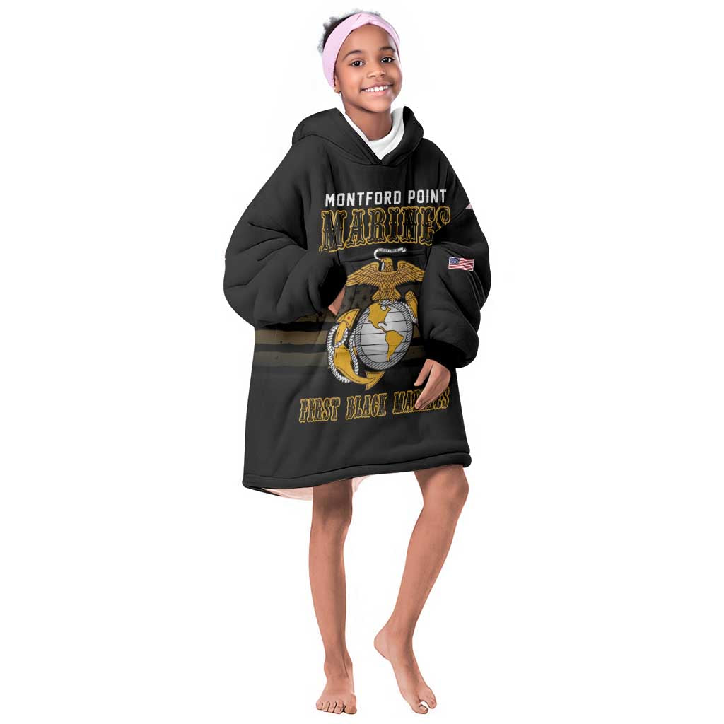 Honoring First Black Marines Kid Wearable Blanket Hoodie The Montford Point Heroes - African Pride