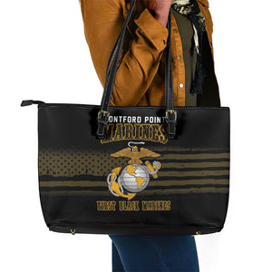 Honoring First Black Marines Leather Tote Bag The Montford Point Heroes - African Pride