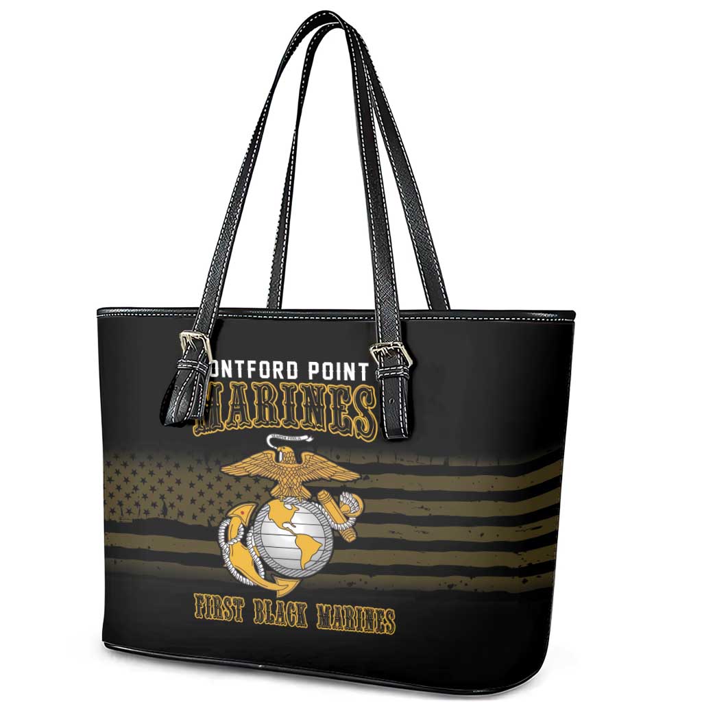 Honoring First Black Marines Leather Tote Bag The Montford Point Heroes - African Pride