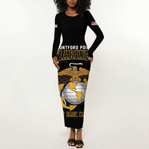 Honoring First Black Marines Long Sleeve Bodycon Dress The Montford Point Heroes - African Pride