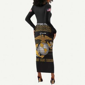 Honoring First Black Marines Long Sleeve Bodycon Dress The Montford Point Heroes - African Pride