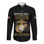 Honoring First Black Marines Long Sleeve Button Shirt The Montford Point Heroes - African Pride