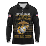 Honoring First Black Marines Long Sleeve Polo Shirt The Montford Point Heroes - African Pride