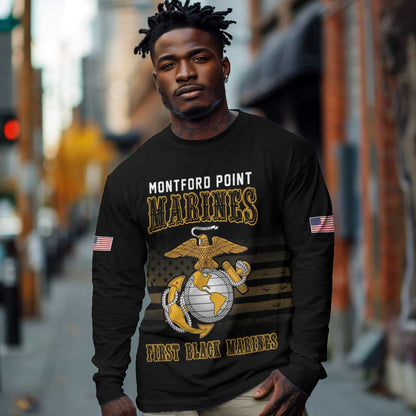 Honoring First Black Marines Long Sleeve Shirt The Montford Point Heroes - African Pride