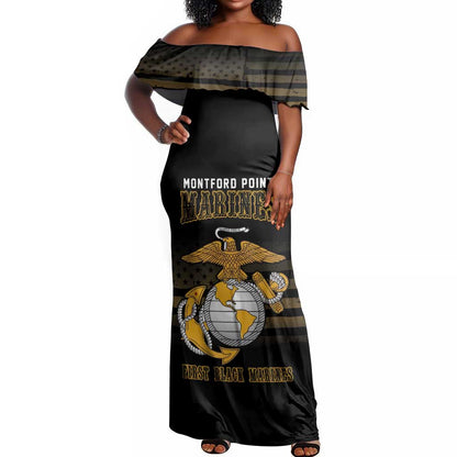 Honoring First Black Marines Off Shoulder Maxi Dress The Montford Point Heroes - African Pride