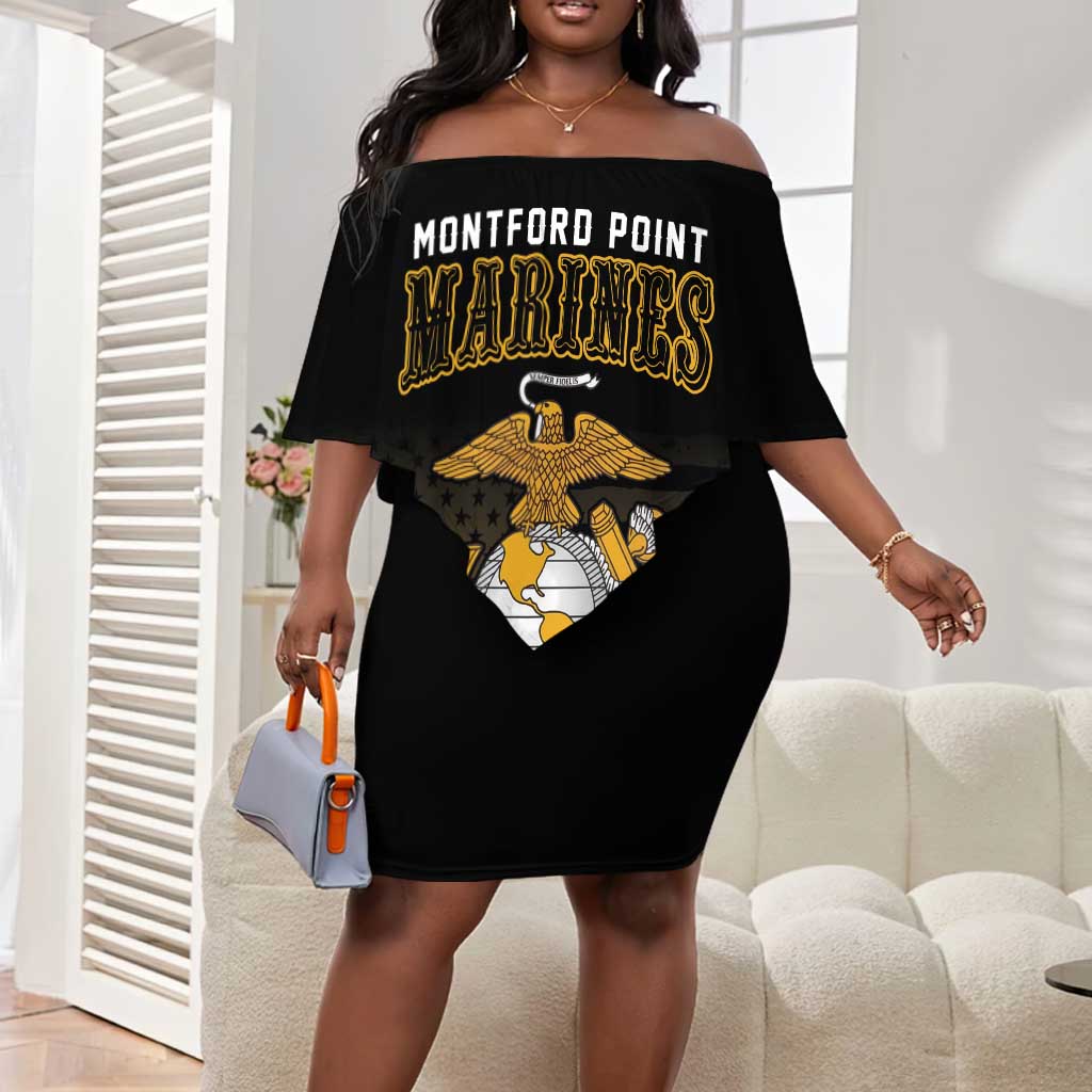 Honoring First Black Marines Off Shoulder Short Dress The Montford Point Heroes - African Pride