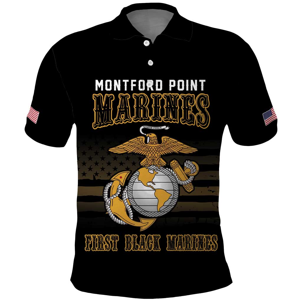 Honoring First Black Marines Polo Shirt The Montford Point Heroes - African Pride