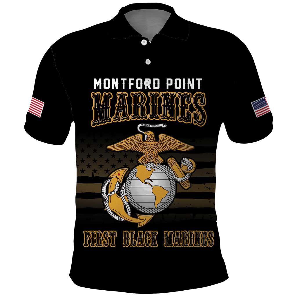 Honoring First Black Marines Polo Shirt The Montford Point Heroes LT18