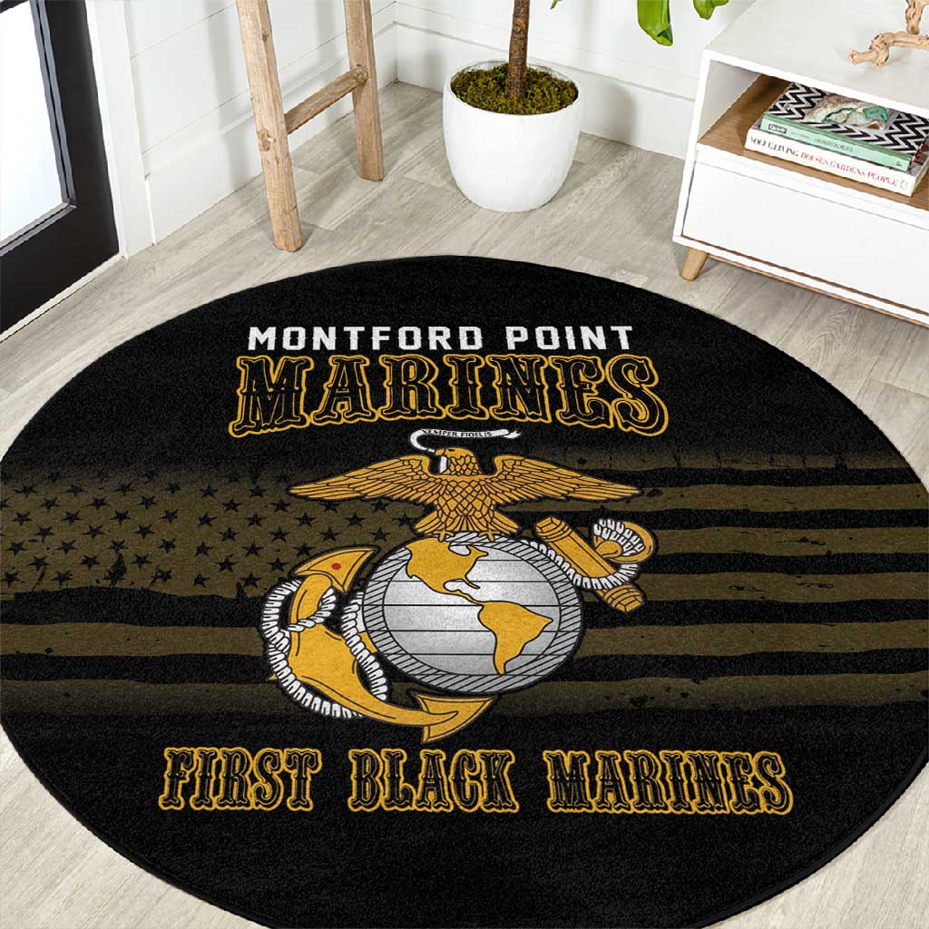 Honoring First Black Marines Round Carpet The Montford Point Heroes - African Pride