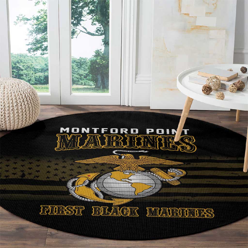 Honoring First Black Marines Round Carpet The Montford Point Heroes - African Pride