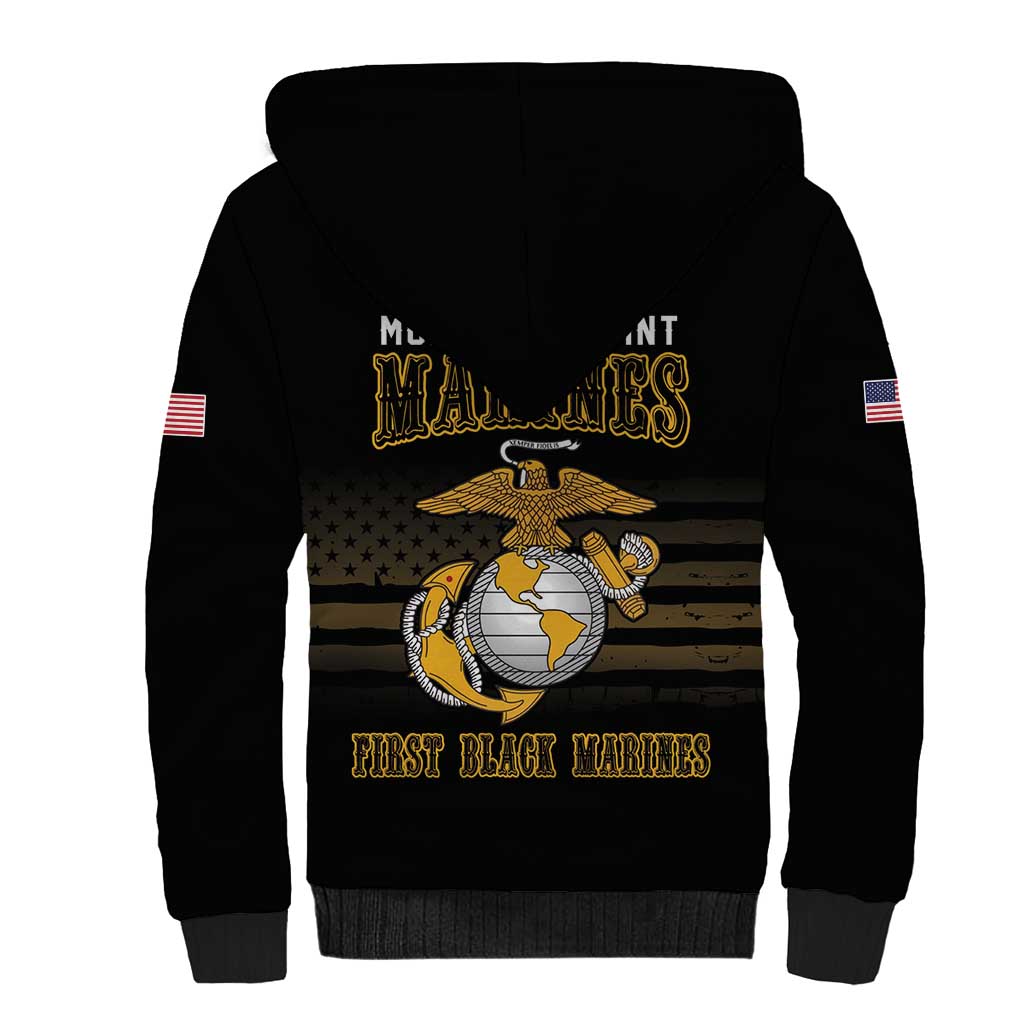 Honoring First Black Marines Sherpa Hoodie The Montford Point Heroes - African Pride