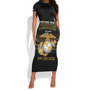 Honoring First Black Marines Short Sleeve Bodycon Dress The Montford Point Heroes - African Pride