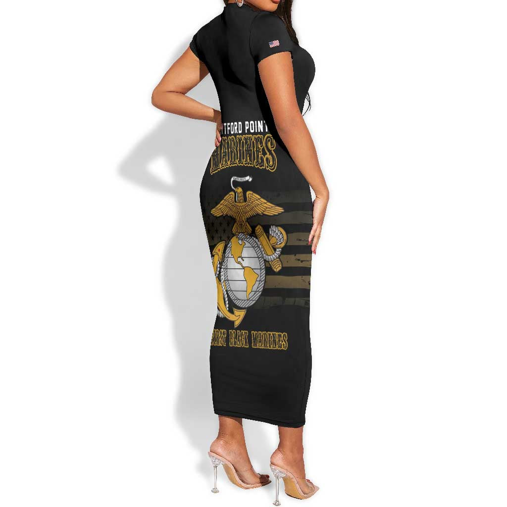 Honoring First Black Marines Short Sleeve Bodycon Dress The Montford Point Heroes - African Pride