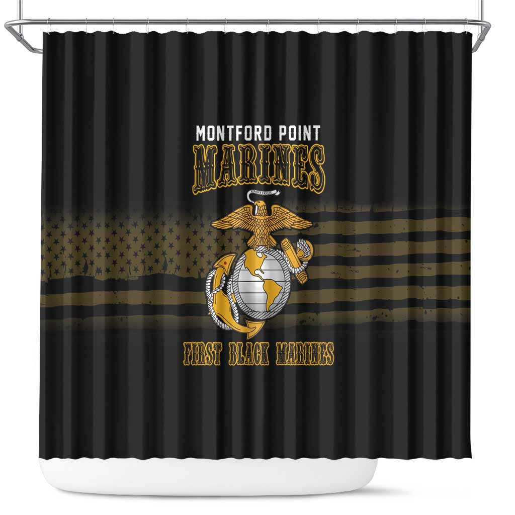 Honoring First Black Marines Shower Curtain The Montford Point Heroes - African Pride