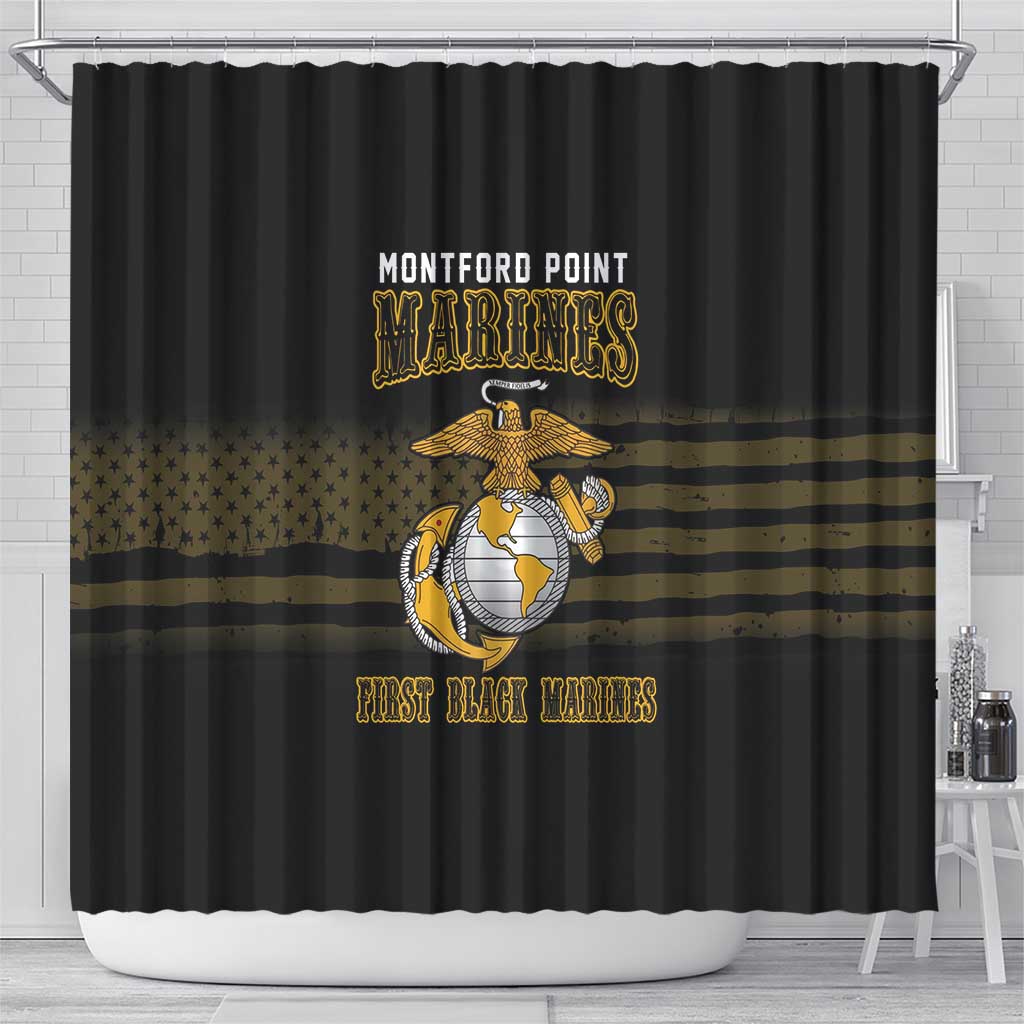 Honoring First Black Marines Shower Curtain The Montford Point Heroes - African Pride