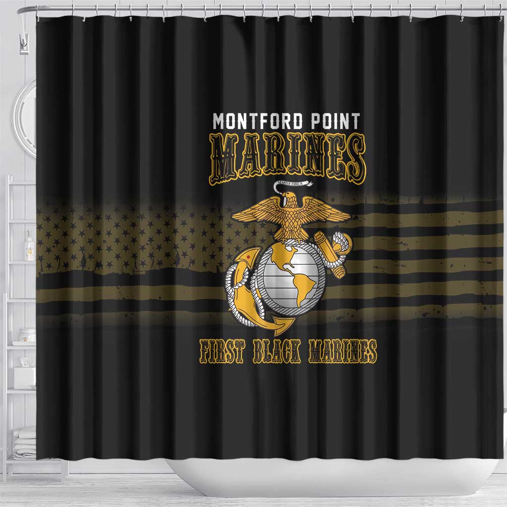 Honoring First Black Marines Shower Curtain The Montford Point Heroes - African Pride