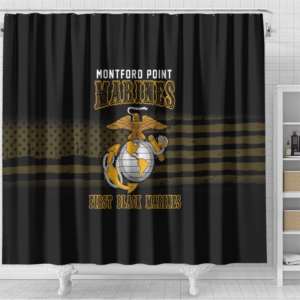 Honoring First Black Marines Shower Curtain The Montford Point Heroes - African Pride